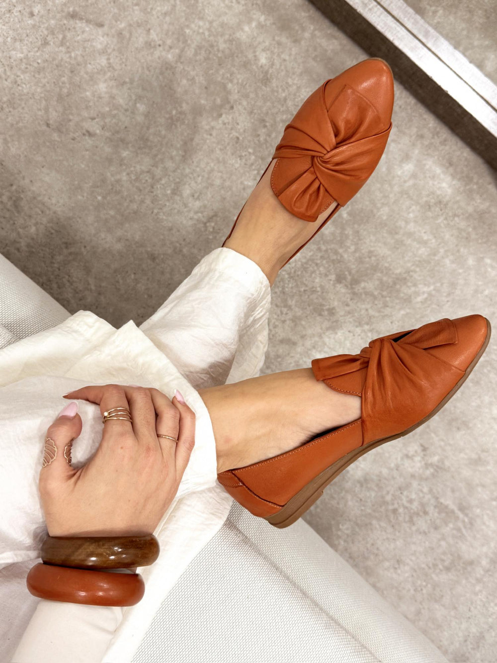 Leder-Ballerinas G191 – ORANGE