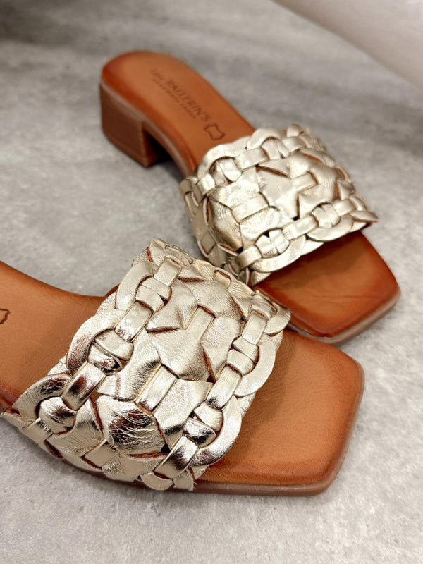 Leather slippers G412 - GOLD