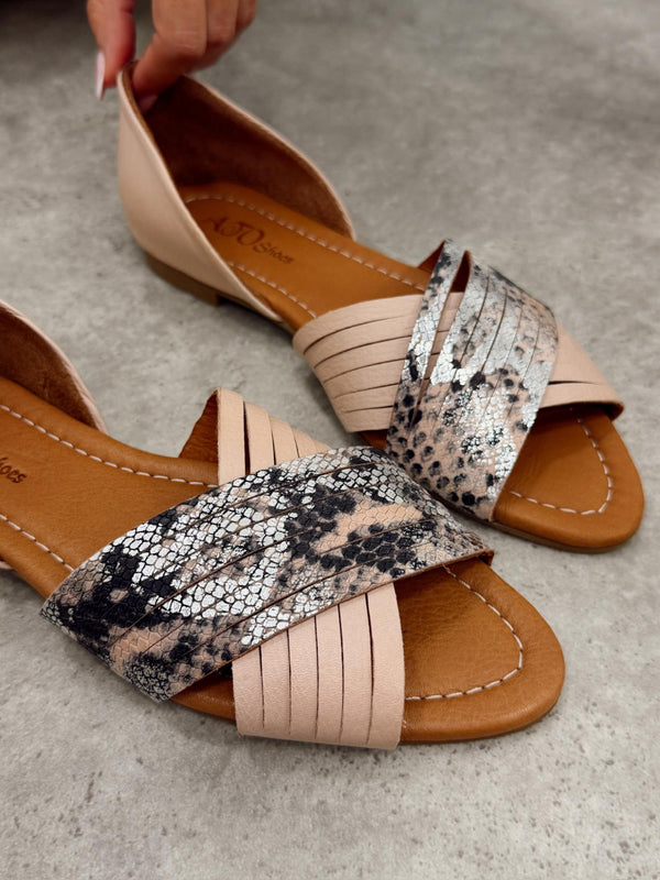 Leather sandals G473 - POWDER ROSE