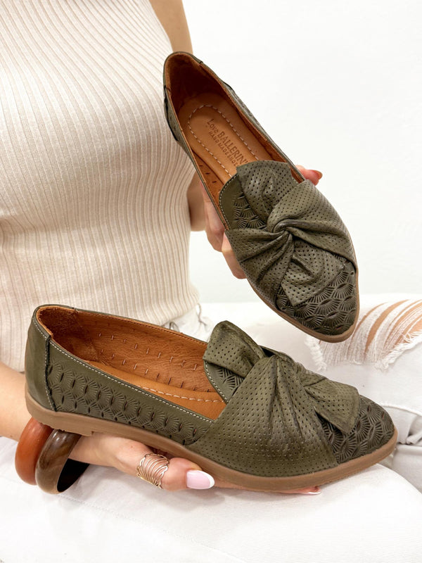 Leather ballet flats G189 - DARK GREEN