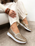 Flat leather shoes G167 - GOLD