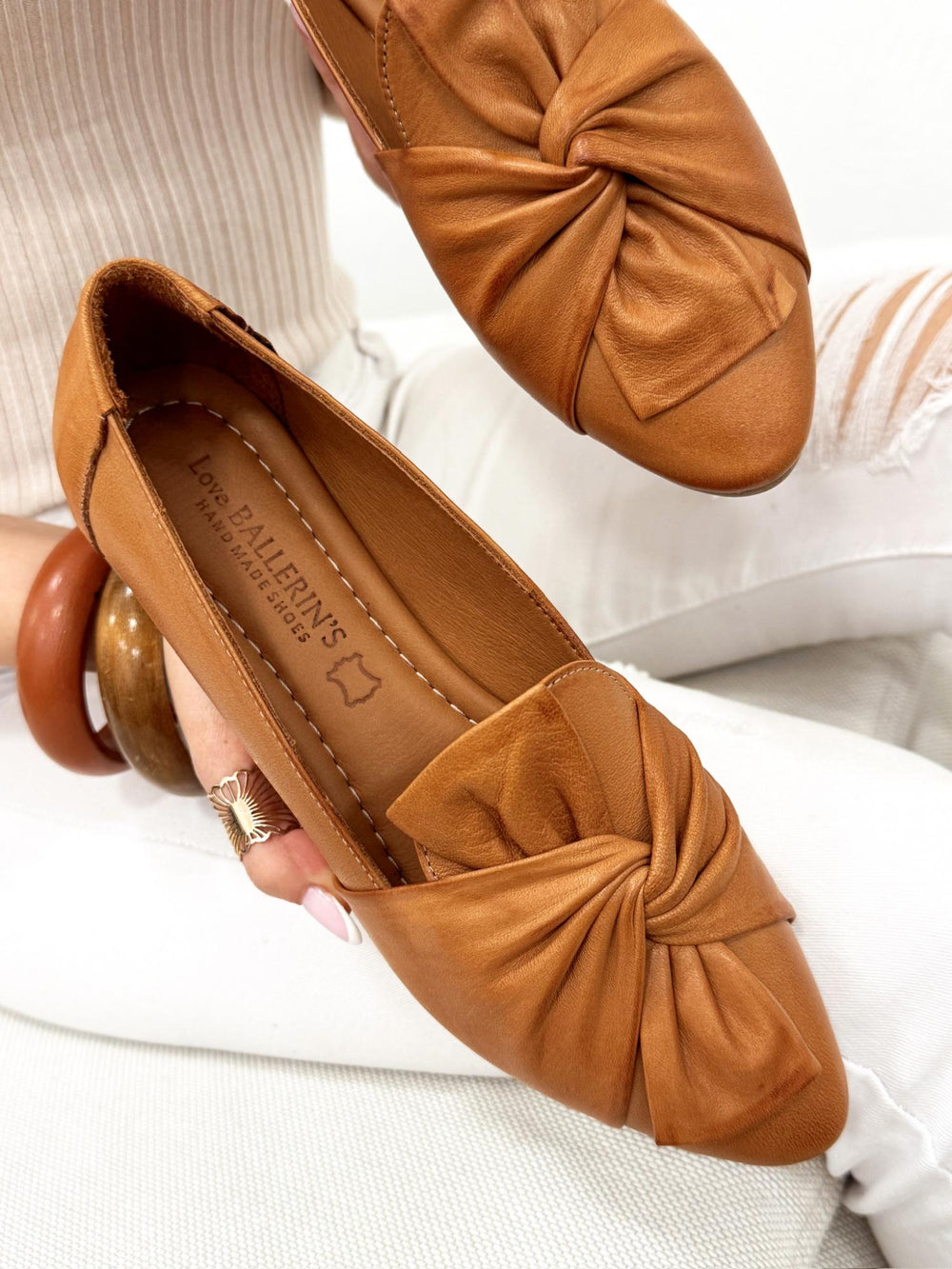 Leather ballet flats G191 - CAMEL