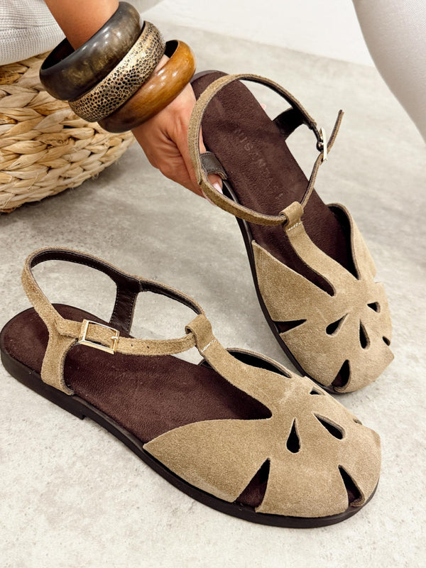 Leather sandals G368 - BEIGE