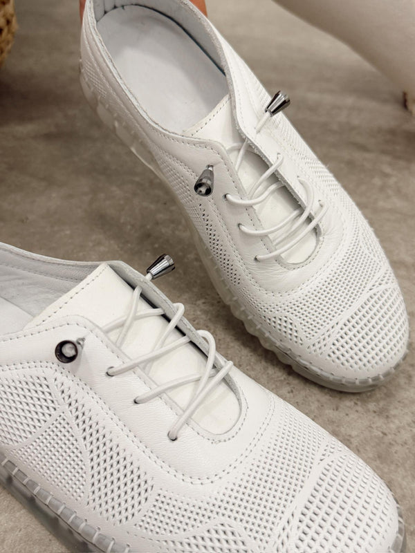 Leather sneakers G452 - WHITE