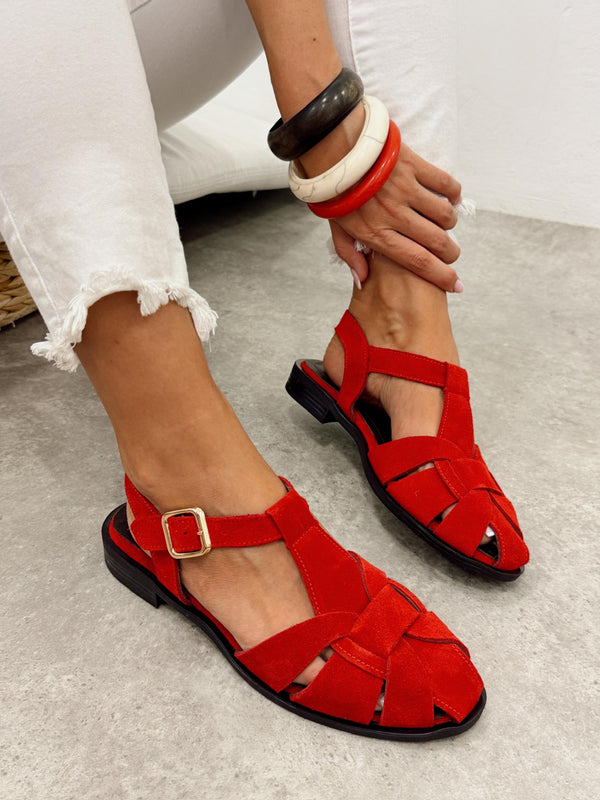 Leather sandals G431 - RED