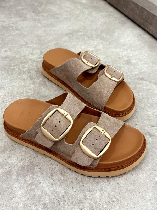 Leather slippers G141 - TAUPE