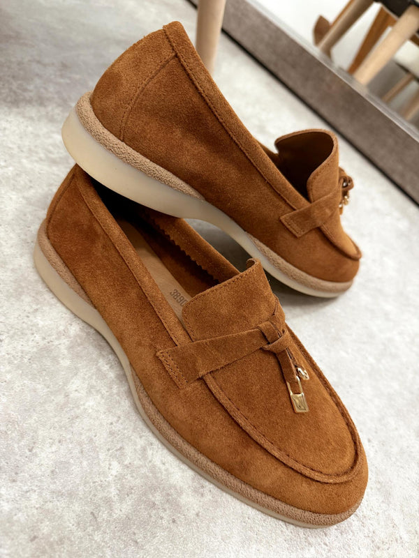 Flat leather shoes G128 - CAMEL