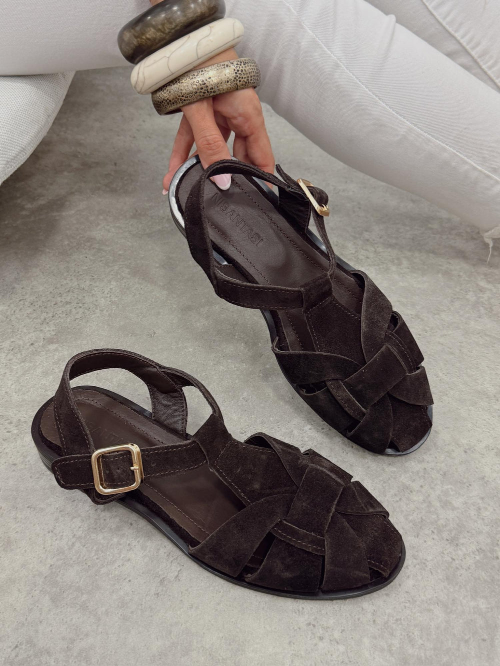 Leather sandals G431 - BROWN
