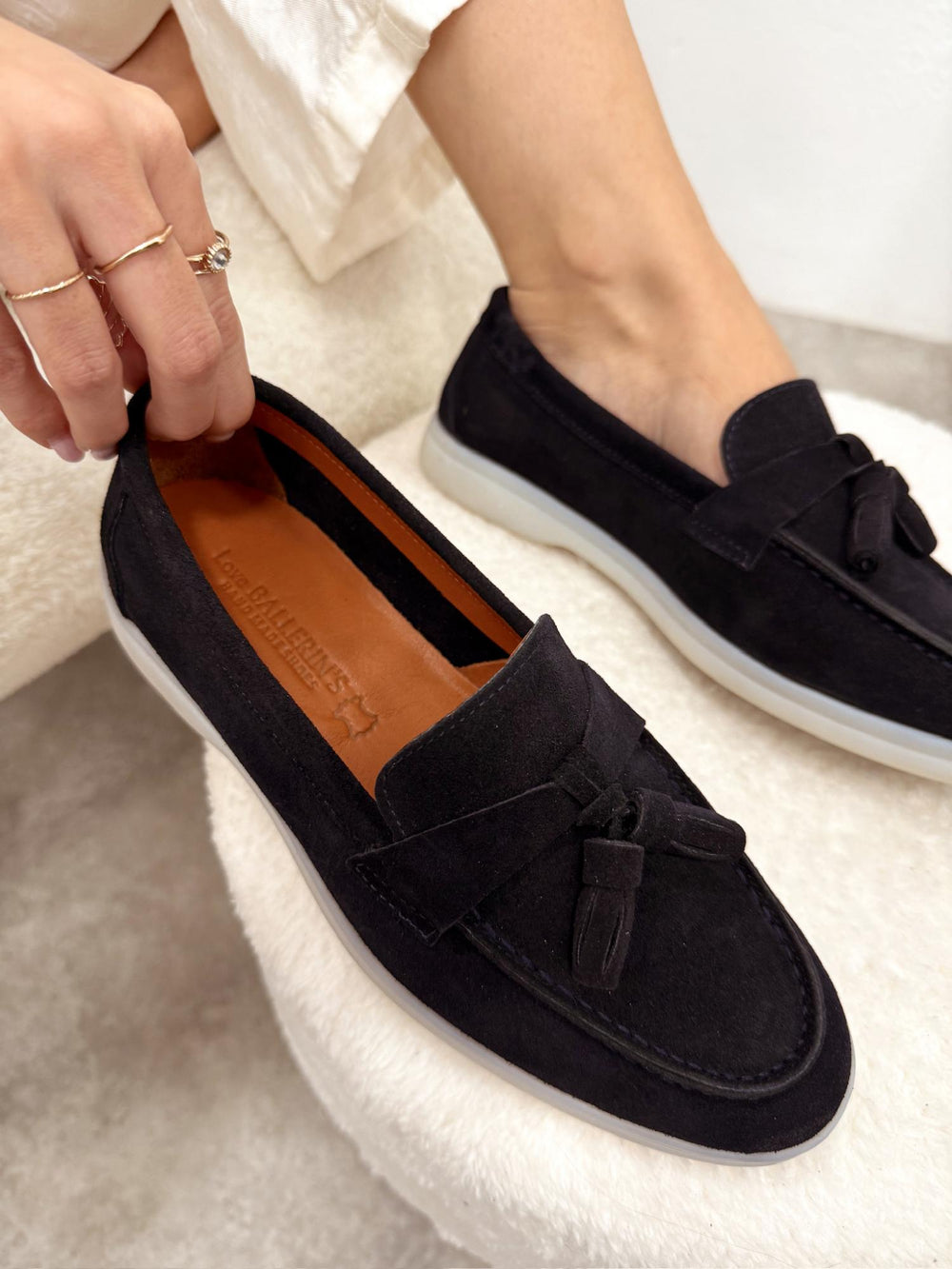 Flat leather shoes G210 - NAVY