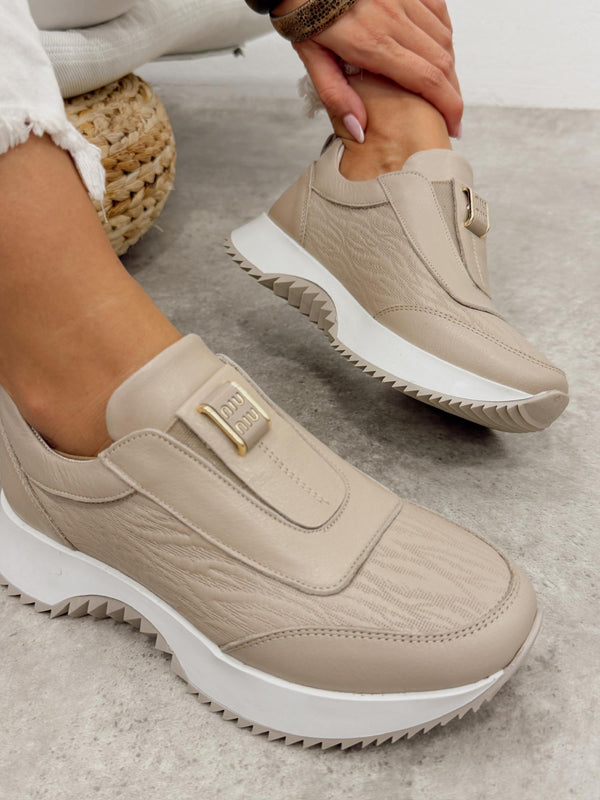 Leather sneakers G455 - BEIGE