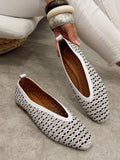Flat leather shoes G465 - WHITE