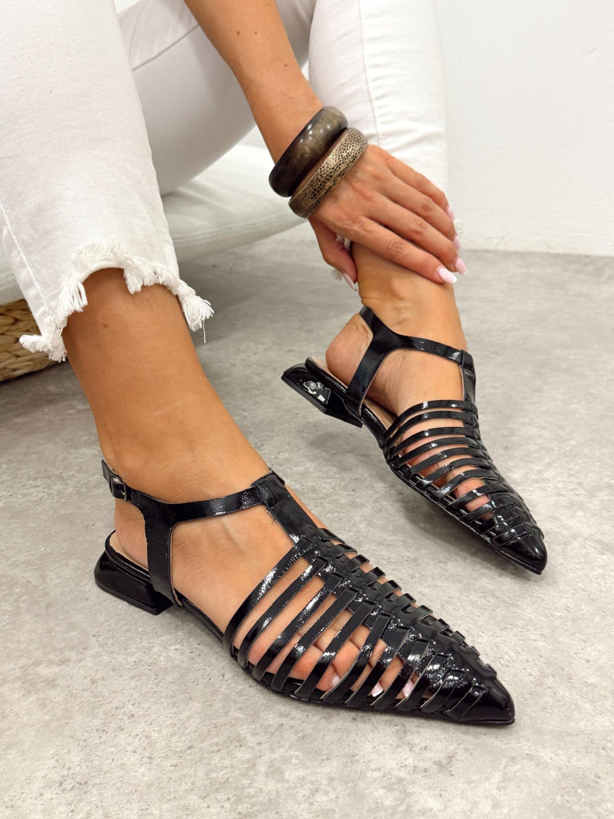 Ledersandalen G390 - SCHWARZ
