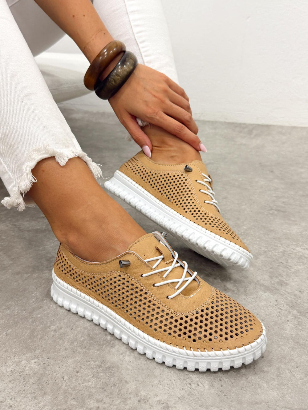 Ledersneaker G398 - CAMEL