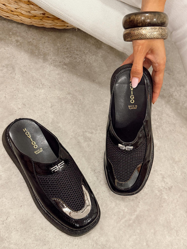Women Slippers and Mules G486 - BLACK
