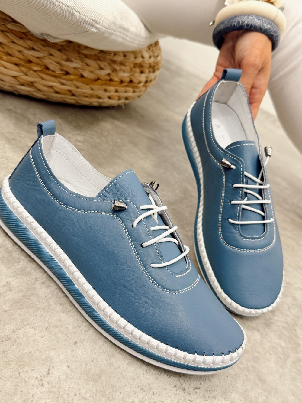 Ledersneaker G450 – BLAU