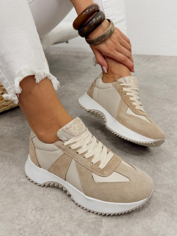 Leather sneakers G454 - BEIGE