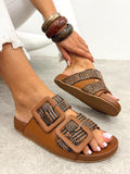 Papuci din piele G406 - CAMEL