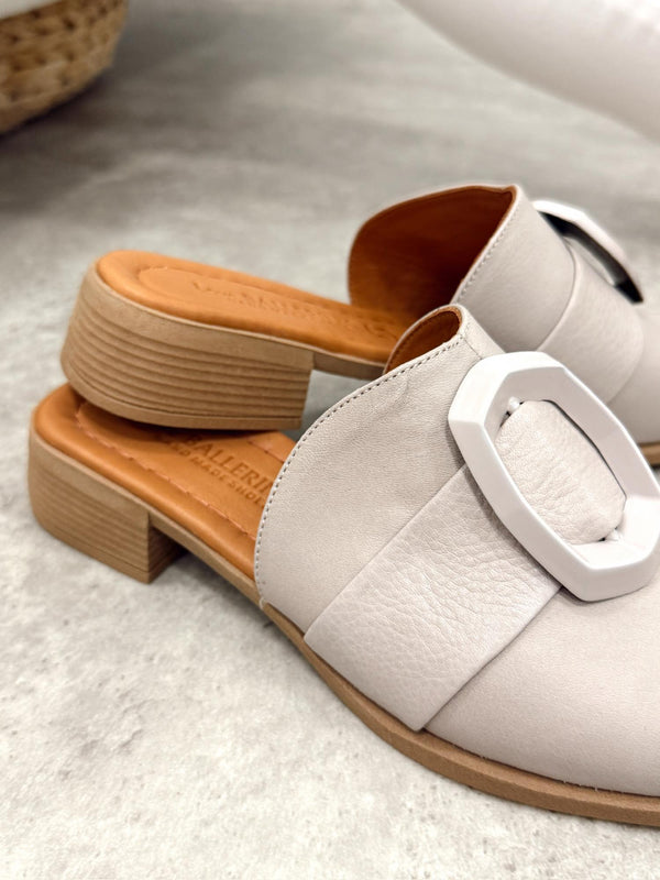 Leather slippers G411 - GREY