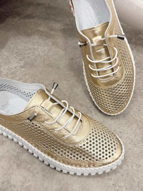 Leather sneakers G398 - GOLD