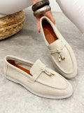Flat leather shoes G518 - LIGHT BEIGE