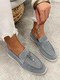 Flat leather shoes G459 - GREY