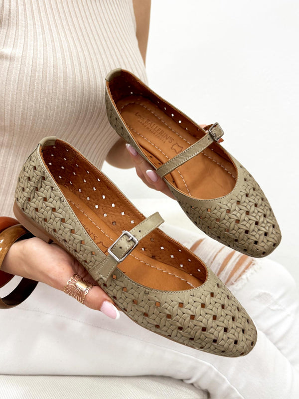 Leather ballet flats G186 - DARK GREEN