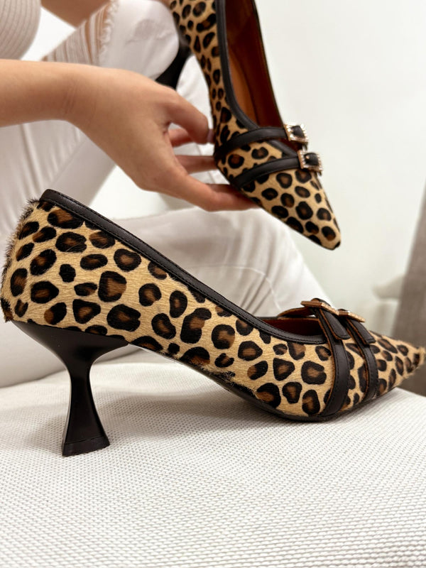 Leather heels G172 - LEOPARD