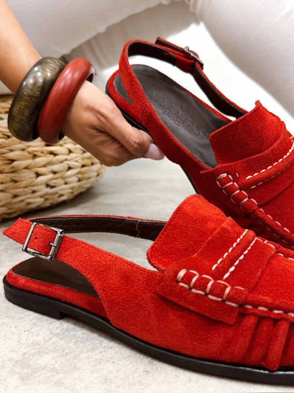 Leather sandals G367 - RED