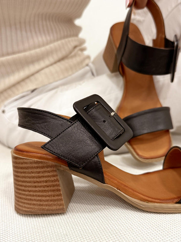 Leather sandals G179 - BLACK