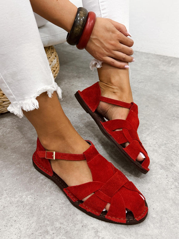 Leather sandals G369 - RED