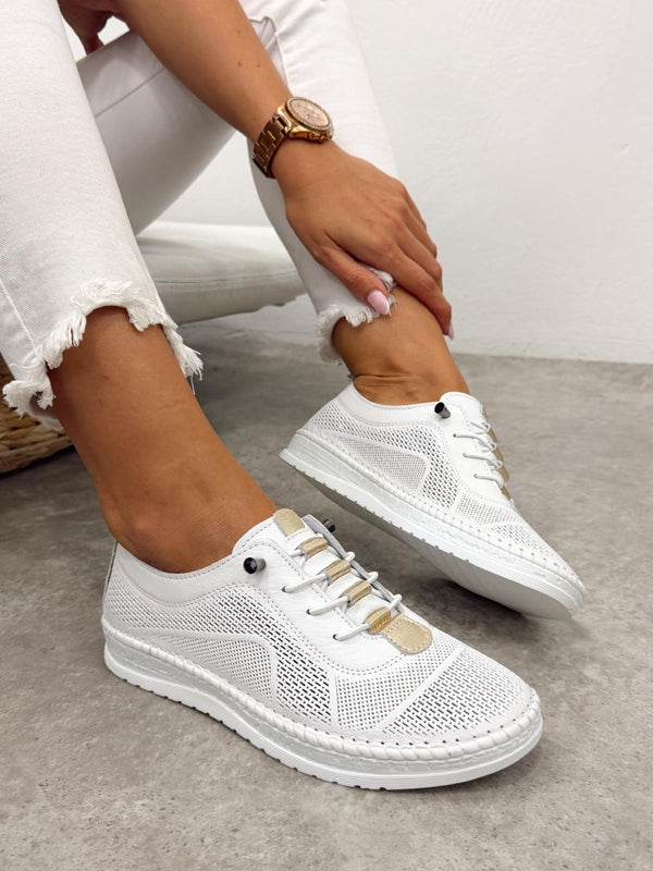Leather sneakers G399 - WHITE