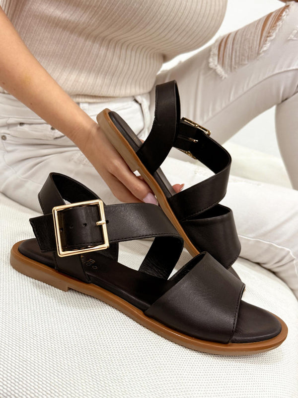 Leather sandals G177 - BLACK