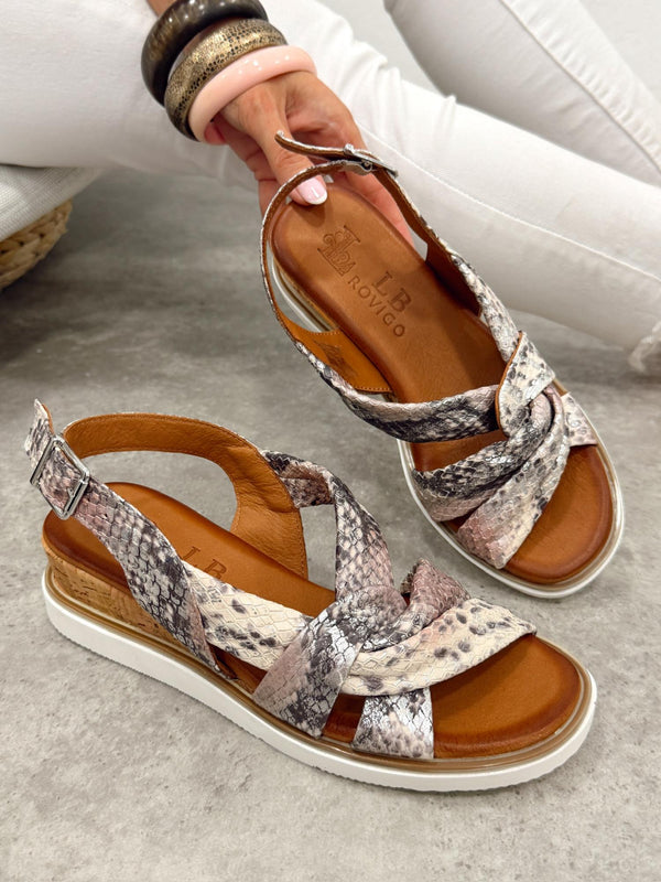Sandale din piele G388 - MULTICOLOR