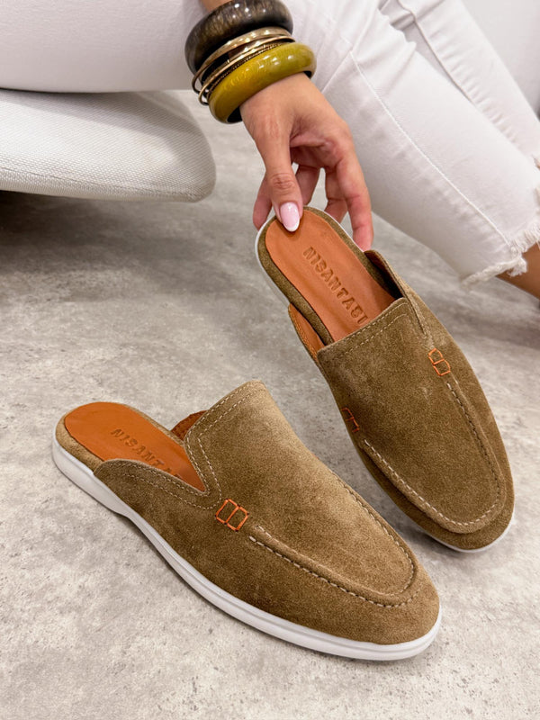 Lederpantoffeln G439 - BEIGE