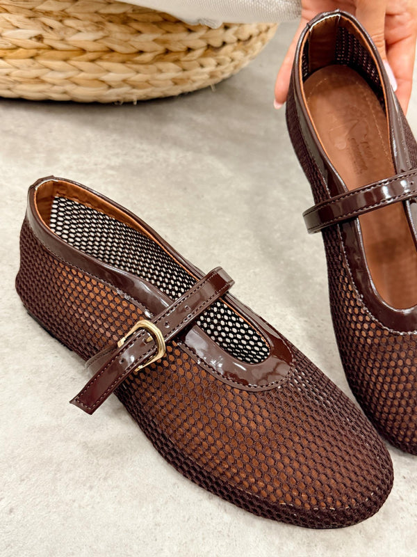 Flache Damenschuhe G505 - BROWN