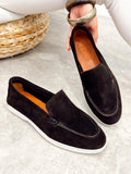 Flat leather shoes G517 - BROWN