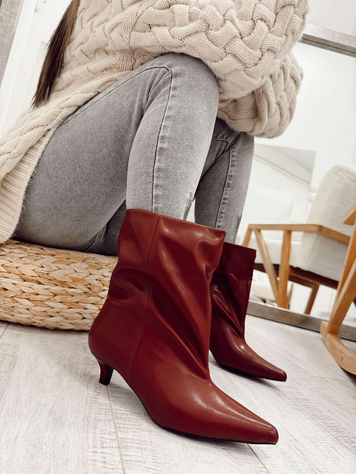 Damen Stiefeletten F376 - WEINROT