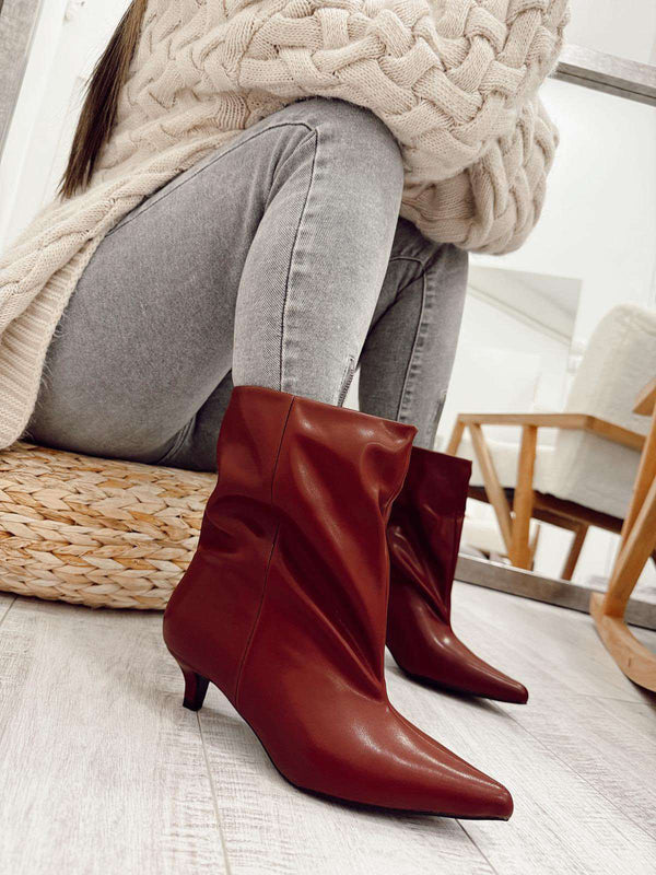 Women half boots F376 - WINE RED